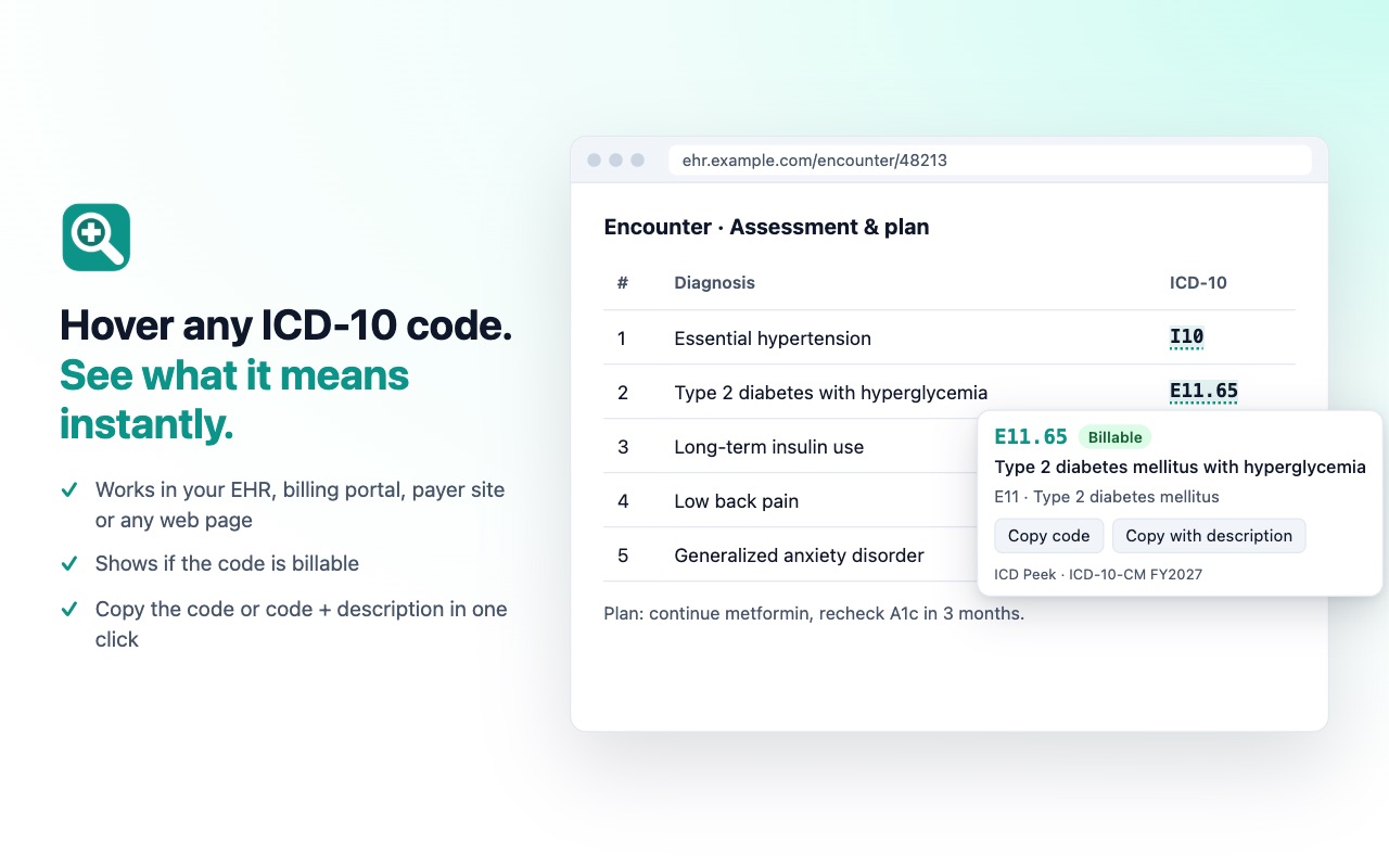 Screenshot of ICD Peek